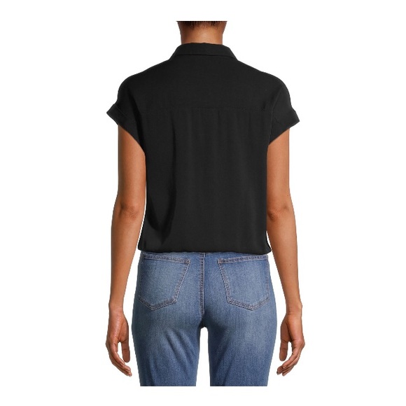 No Boundaries Juniors' Button Front Cinched Blouse - Picture 4 of 4